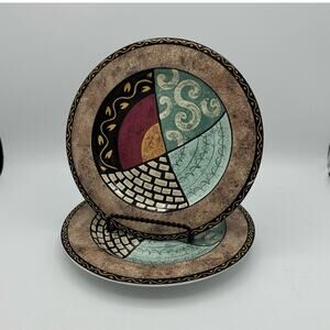 Vtg Salad Plates by Sakura in Kyoto Pattern Sue Zipkin 1997 Memphis Post Modern